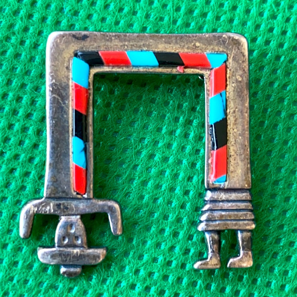 sterling silver Yei Yei inlay Native American Kachina  pin